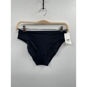 NWT Lively Ruched Side High Leg Bikini Bottom Womens XS Navy Blue Thong Beach